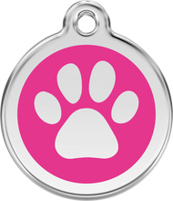 Load image into Gallery viewer, Red Dingo - Paw Print Hot Pink Tag &amp; Engraving