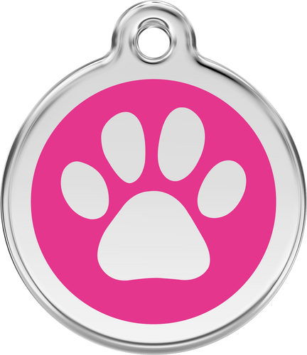 Red Dingo - Paw Print Hot Pink Tag & Engraving