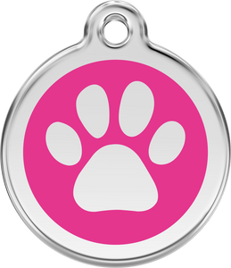 Red Dingo - Paw Print Hot Pink Tag & Engraving