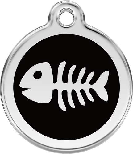 Red Dingo - Fish Skeleton Black Tag & Engraving