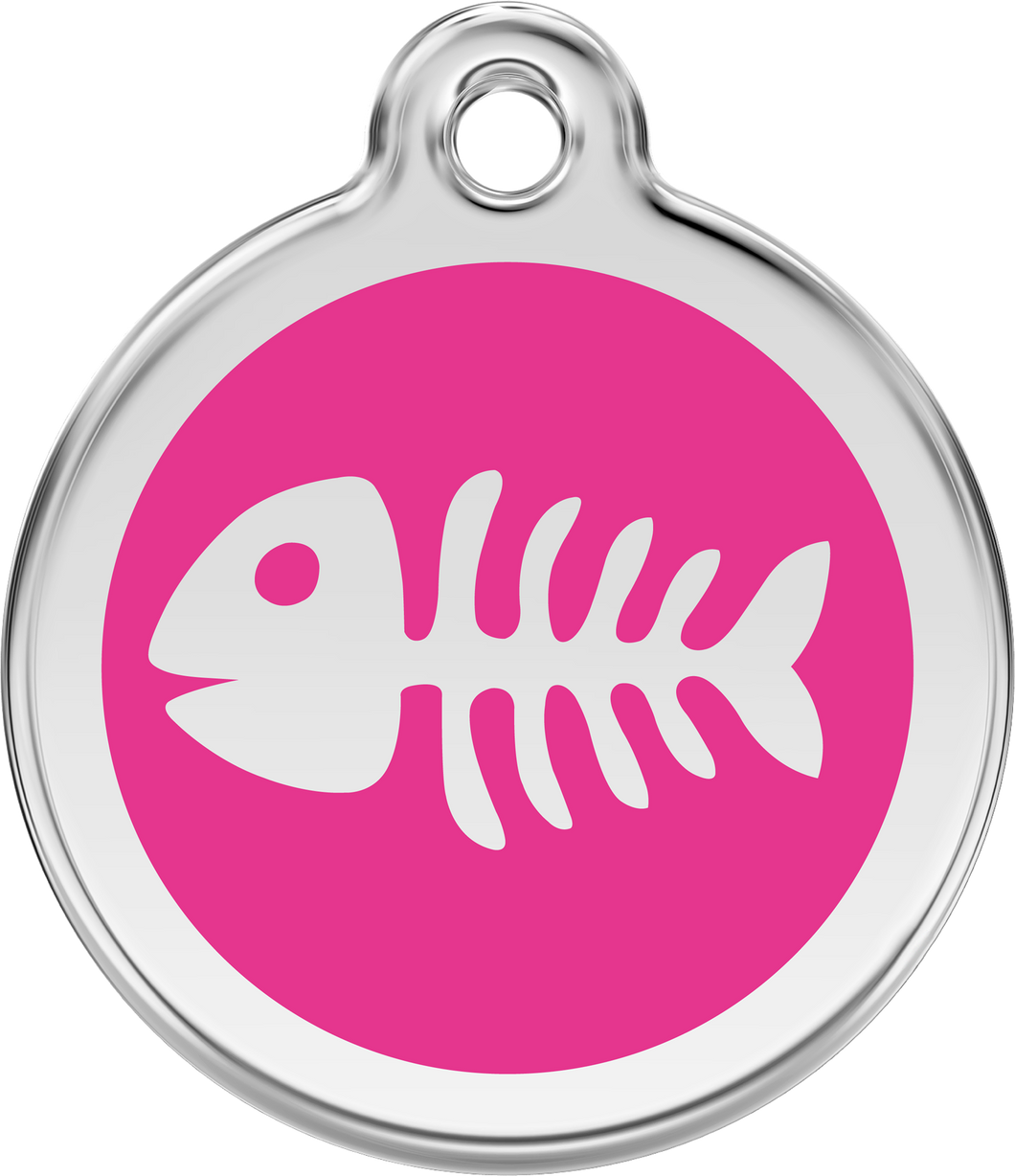 Red Dingo - Fish Skeleton Hot Pink Tag & Engraving