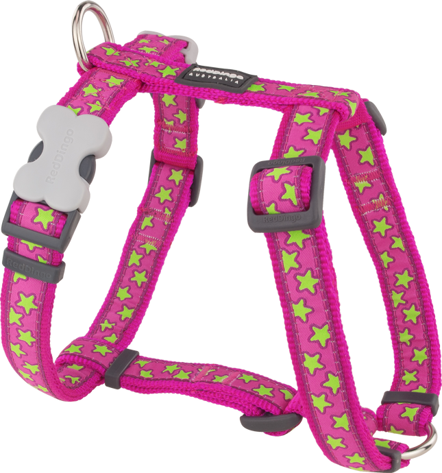 Stars Lime on Hot Pink Harness